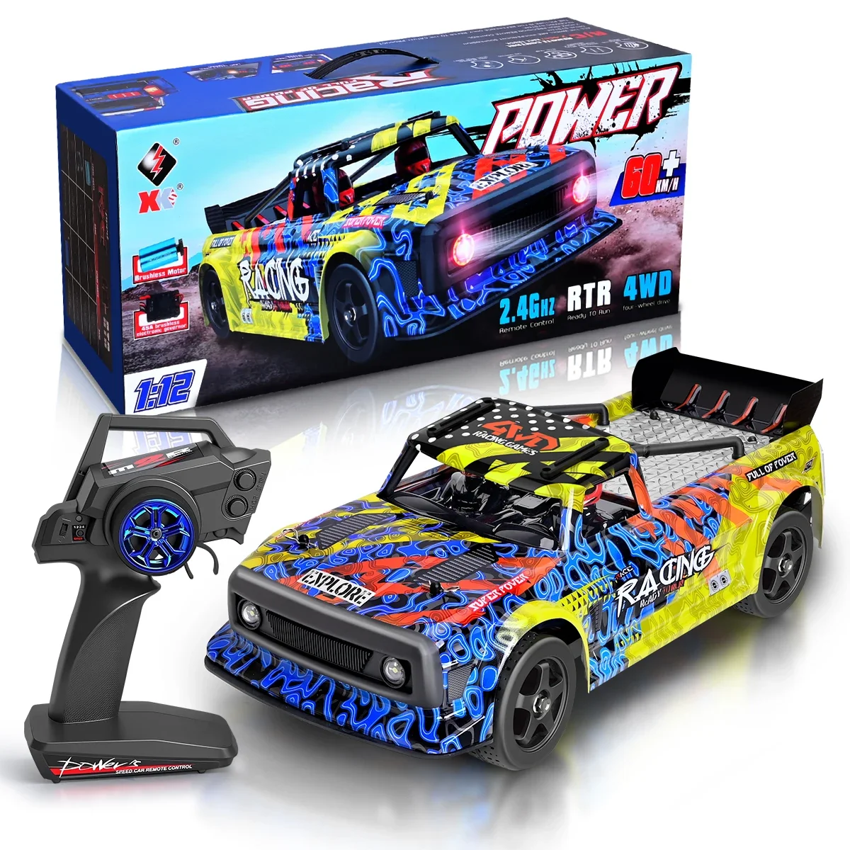 WLtoys 124020 1:12 Scale 4WD Mini RC Racing Car High Speed Off-Road Remote Control Drift Toy Alloy Vehicle for Kids Gift