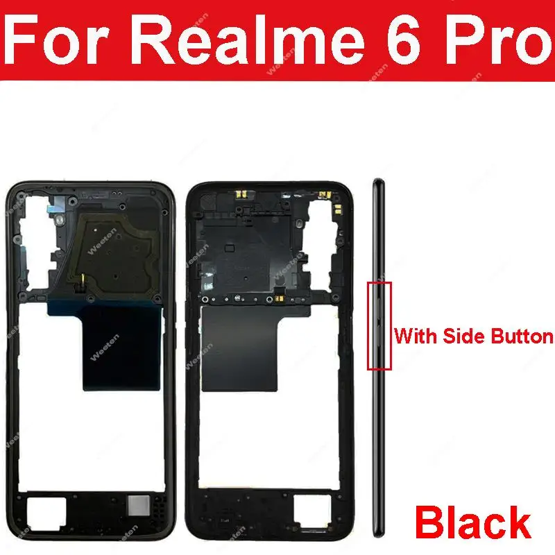 For Realme 5 6 7 Pro Middle Frame Housing Middle Frame Holder Cover Side Button Parts