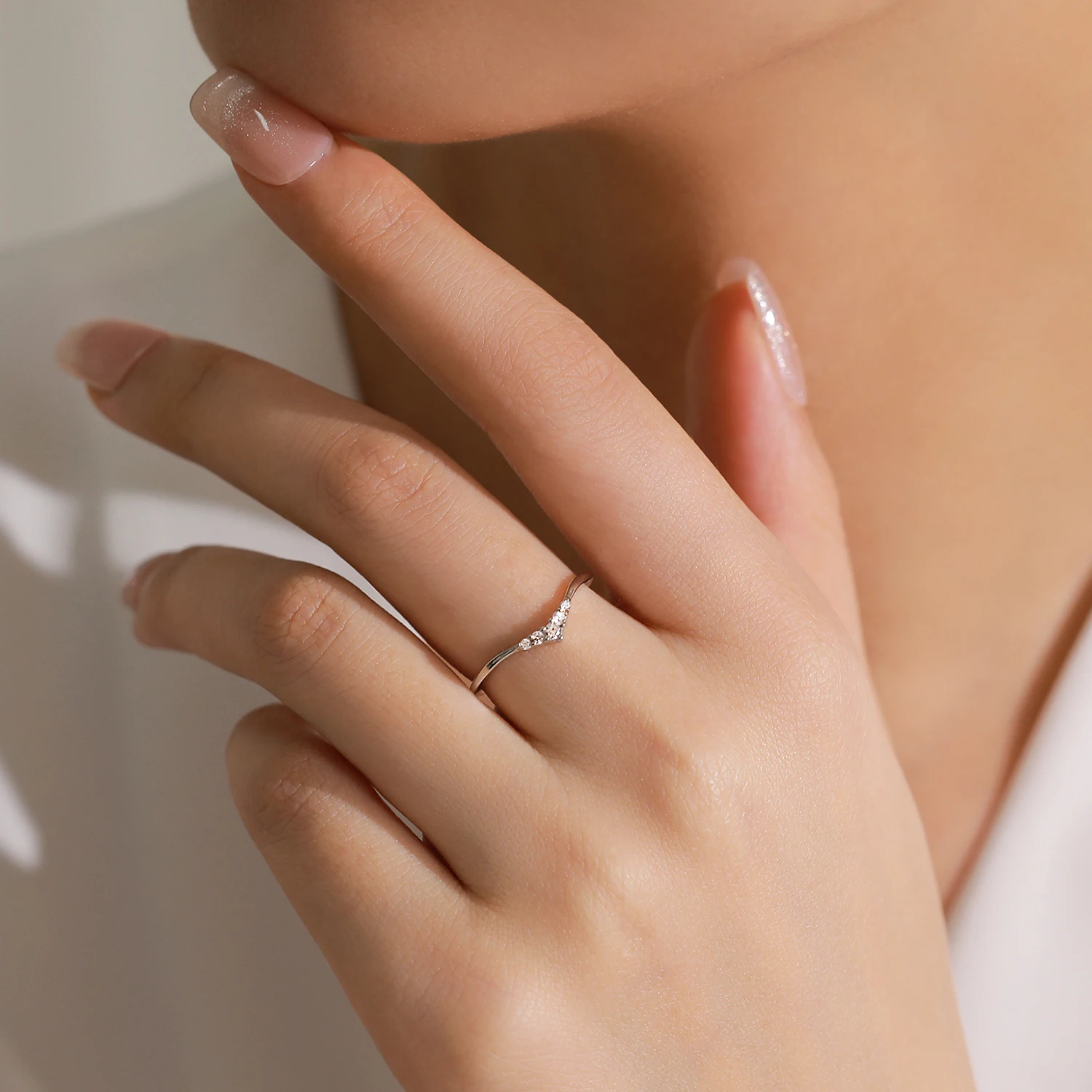 Ailmay 925 Sterling Silver V-Shaped Dolphin Fish Tail Design Ring For Female Fashion Mother's Day Gift Jewelry