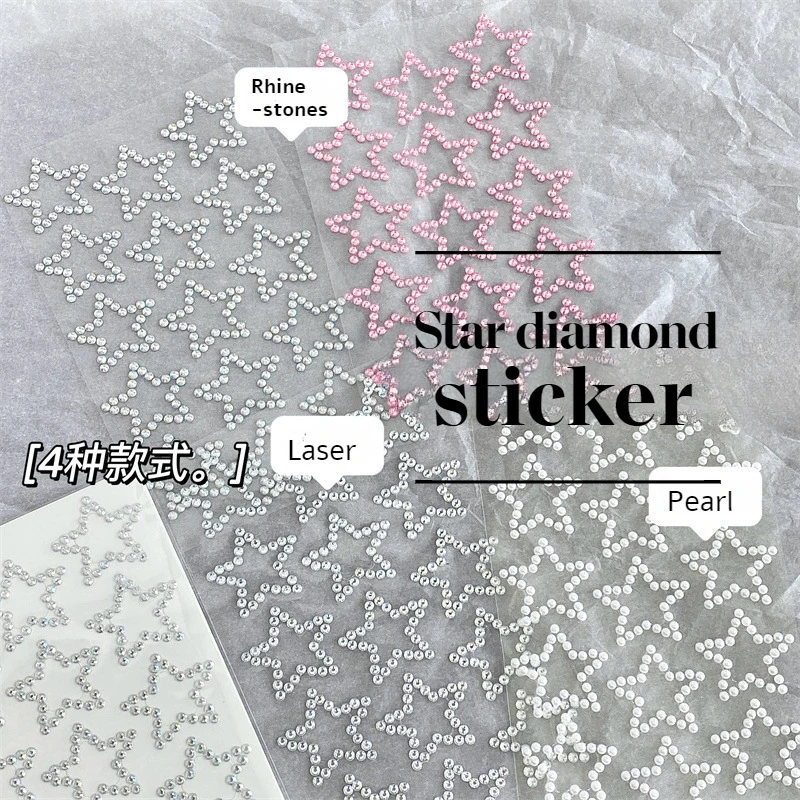 Beautiful Shiny Crystal Rhinestones Pearl Star 3D Stickers Scrapbook Phone Case DIY Decorations Dance Show Makeup Face Stickers