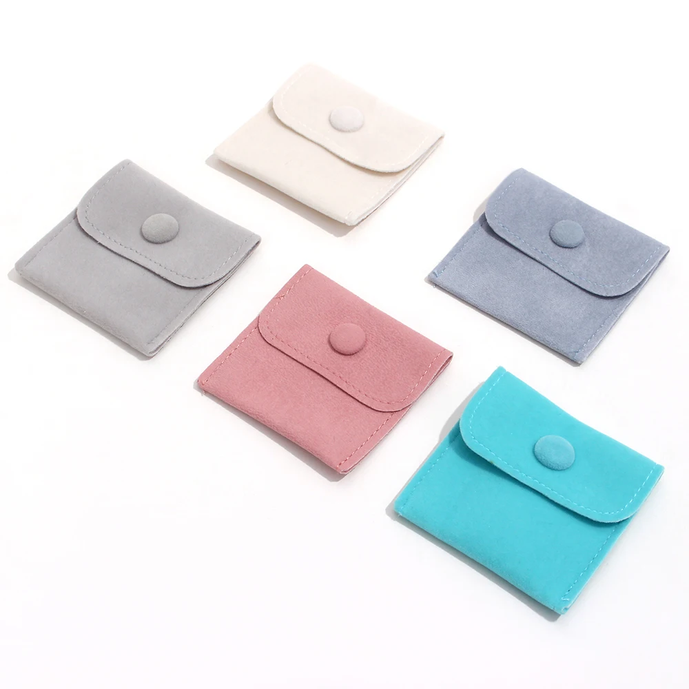 E.B.belle Quality Feel Multiple Color Blue Gray Pink Beige Velvet Material Buckle Style Purse Pouch Jewelry Bag Packaging