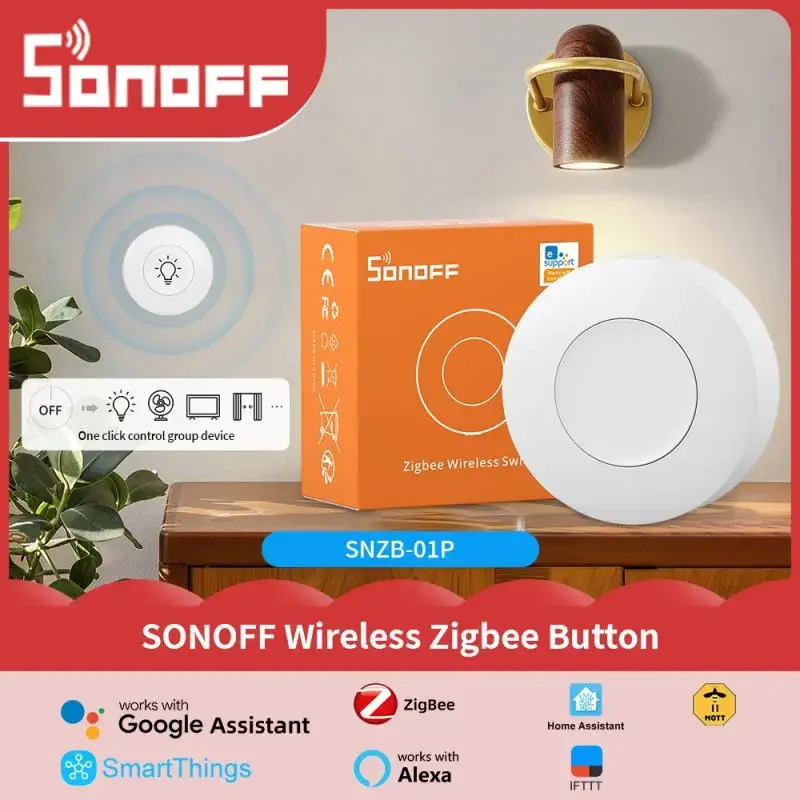 

SONOFF SNZB-01P Беспроводной переключатель Умный дом Версия Zigbee Удобная кнопка работает с приложением Alexa Google SONOFF ZBBridge IFTTT EWeLink