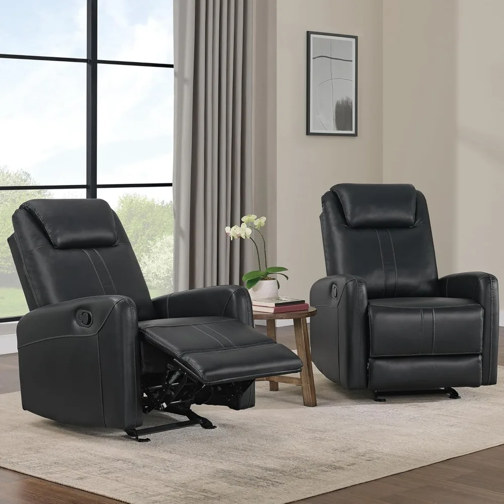 Leather Lounge Chair Lazy Boy Glider with Armrest Swing Function Suitable for Living Room, Bedroom, Home Theater Seats