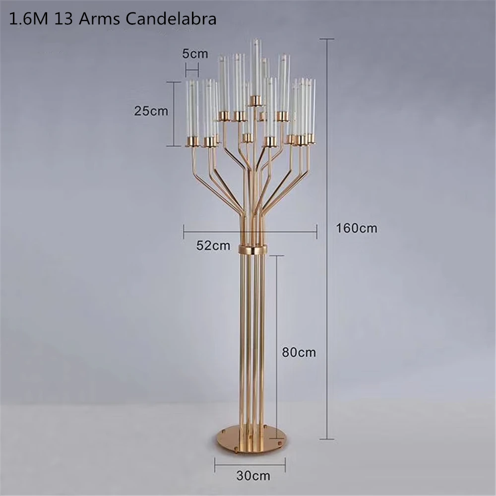 Acrylic Candelabras 160 CM Height 13 Heads Candle Holders Luxury Wedding Table Centerpiece Candlesticks Home Decoration