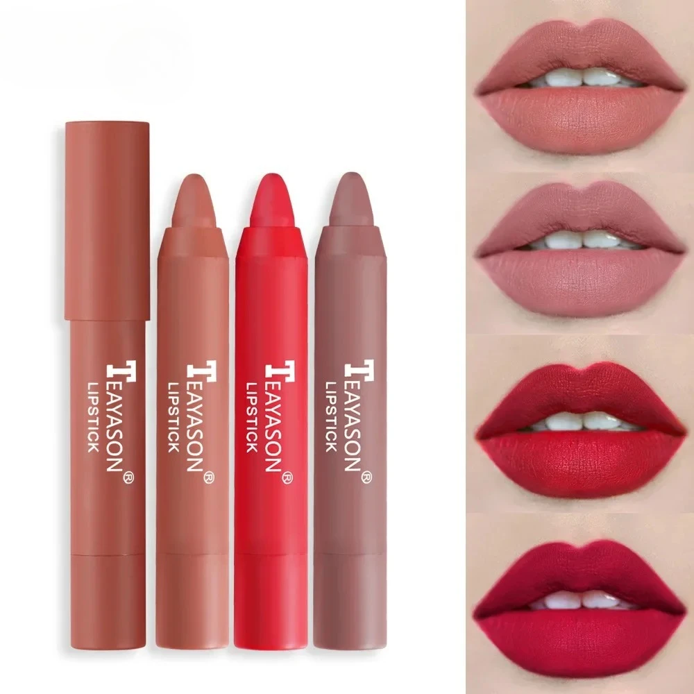 Lápiz labial mate de terciopelo, 12 colores, resistente al agua, de larga duración, lápiz labial rojo Sexy, taza adhesiva, maquillaje, tinte labial, cosmético