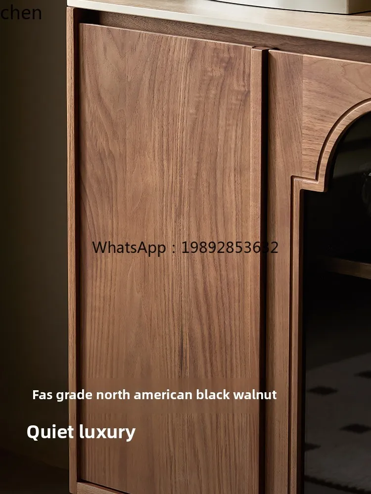 

black walnut solid wood retro style living room storage cave rock slab medieval dining side cabinet integrated