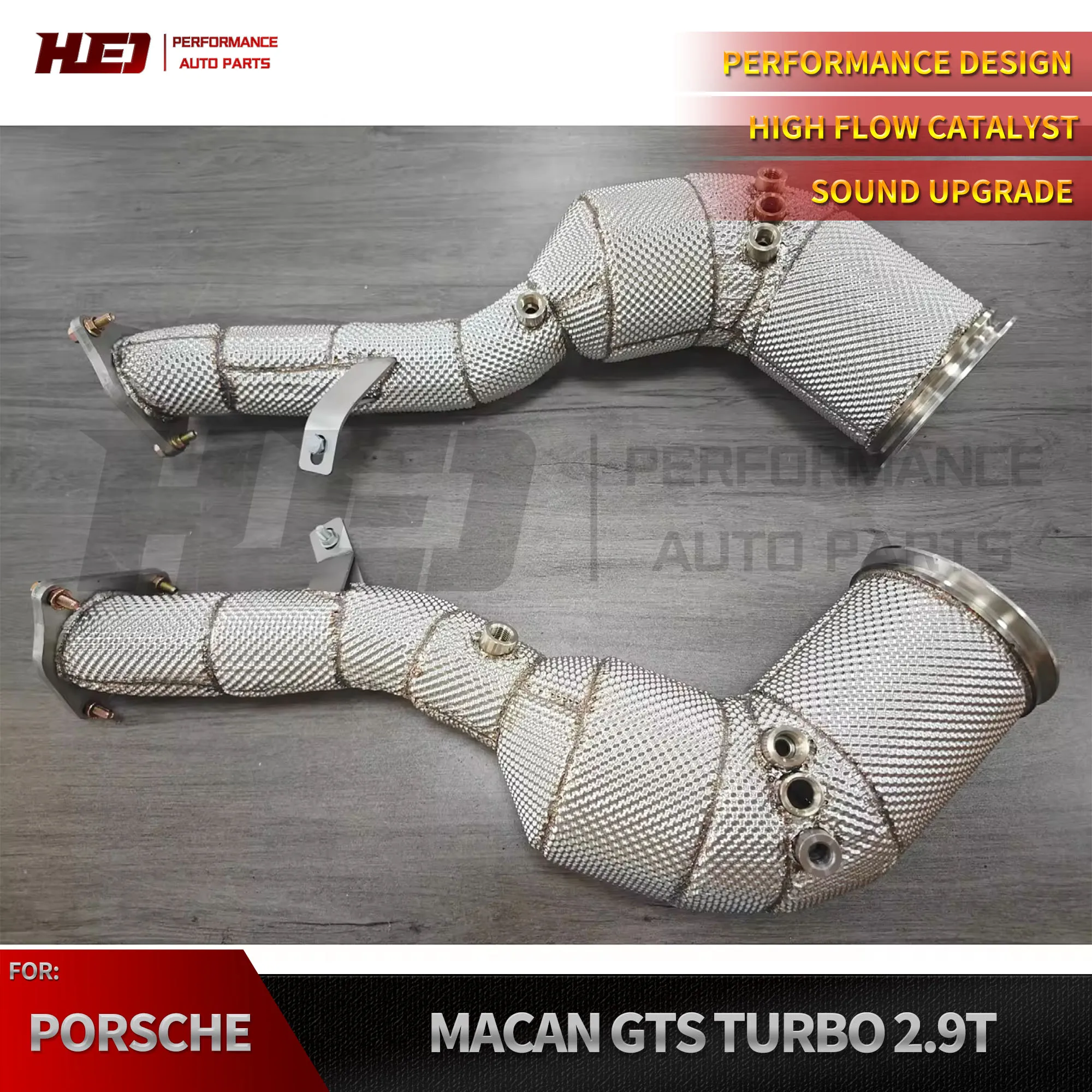 

Exhaust System Stainless Steel Performance Downpipe for Porsche Macan GTS S 2.9T Withcat Heat Shield Pipe