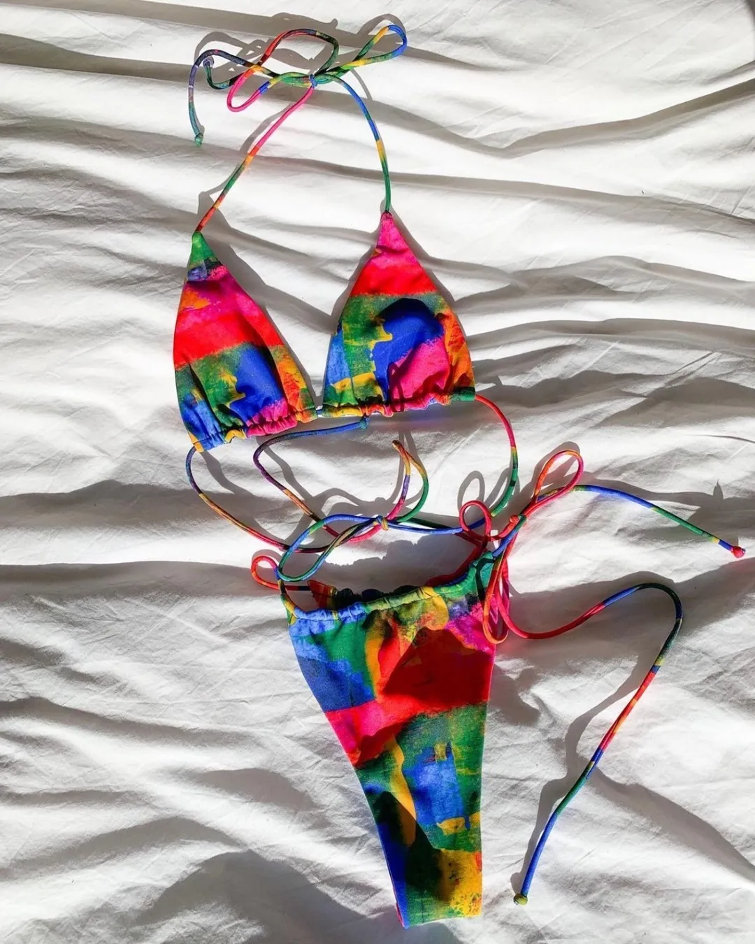 

Triangle Micro Bikini Low Waist Lace Up Women Swimsuit Sexy Fashion Bandeau Biquini Swimwear Beachwear Clothes 2026 Trend