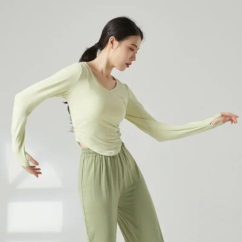 V-neck basic dance suit women's short-sleeved classical dance modern dance Chinese  practice suit