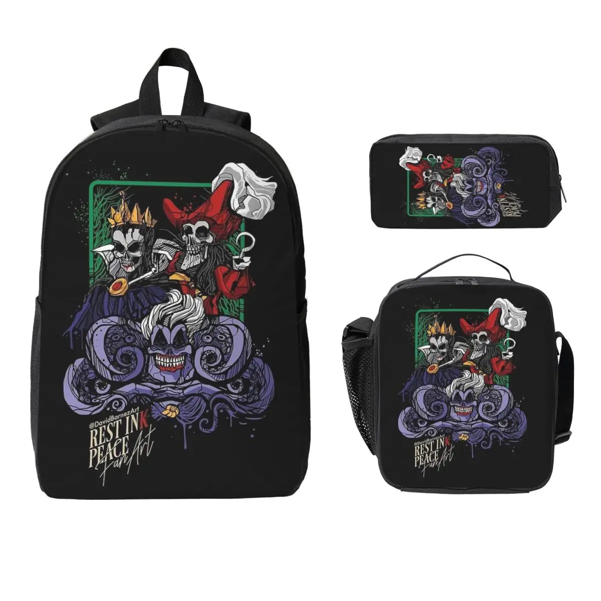 

Рюкзак Villains Bad Witches Club Group для мальчиков и девочек, школьная сумка, сумки на плечо для ноутбука, 3 шт., изолированная сумка для обеда, пенал