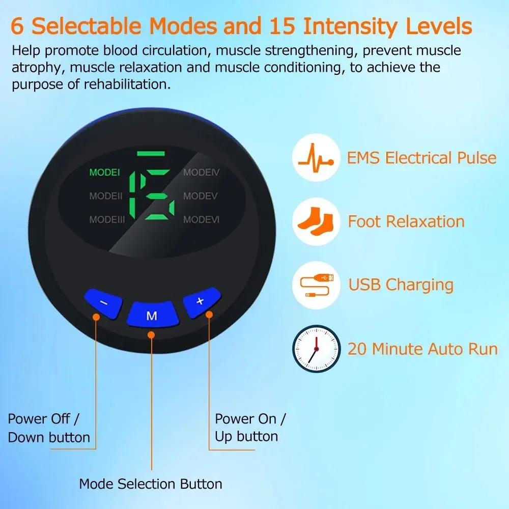 

6 Mode Smart 3D Foot Massage Pad 15 Levels Foldable Foot Circulation Massager Micro-current Pulse Fatigue Release