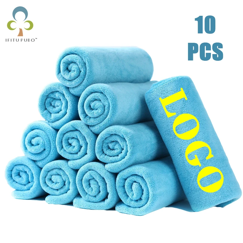 Toalha com logotipo personalizado, 30x70cm, livre de gravação a laser, letras, microfibra, salão de beleza, barbeiro, presente, personalização privada zyf, com 10 peças