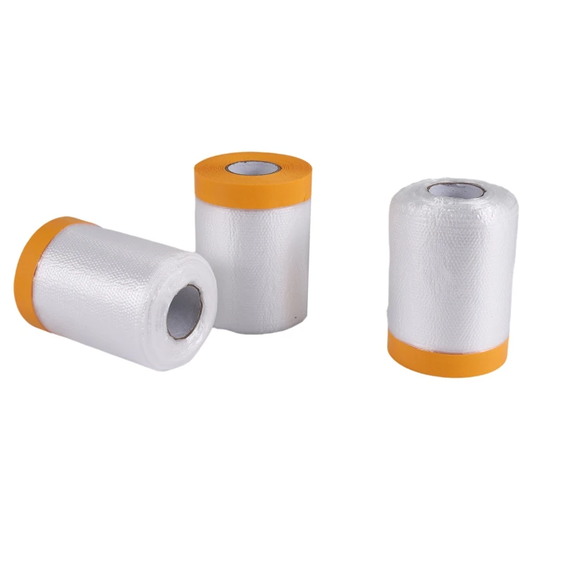 AB47-Dust Sheets Roll, Plastic Masking Film Rolls Drape Masking Film With Self-Adhesive Tape For Painting Furniture Covering