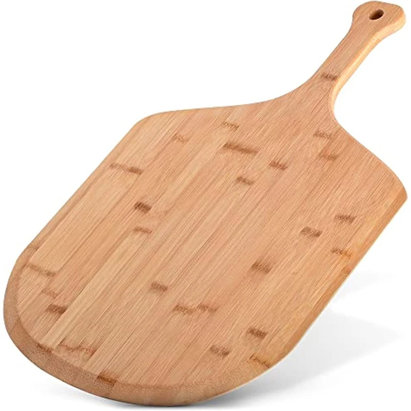 

Custom Extra Long Handles Kitchen Wood Fiber Bamboo Bread Pizza Board Paddle Extra-Large Easy-Glide Edges Wooden Peel for Pizza