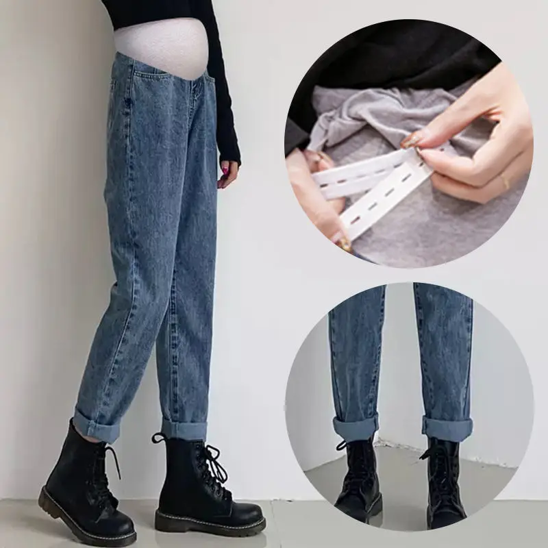 Pregnancy Abdominal Pants Boyfriend Jeans Maternity Pants For Pregnant Women Clothes High Waist Trousers Loose Denim Jeans