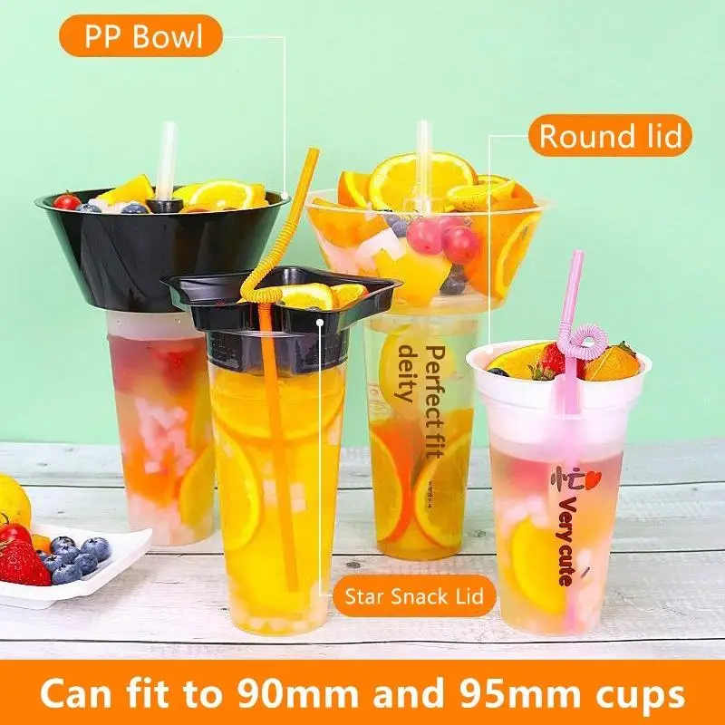 10/50Pcs Disposable Plastic Cup Drink Snack Cup Bowl Bubble Milk Tea Fruit Portable Cups Desserts Fondue Cup Adults Kids
