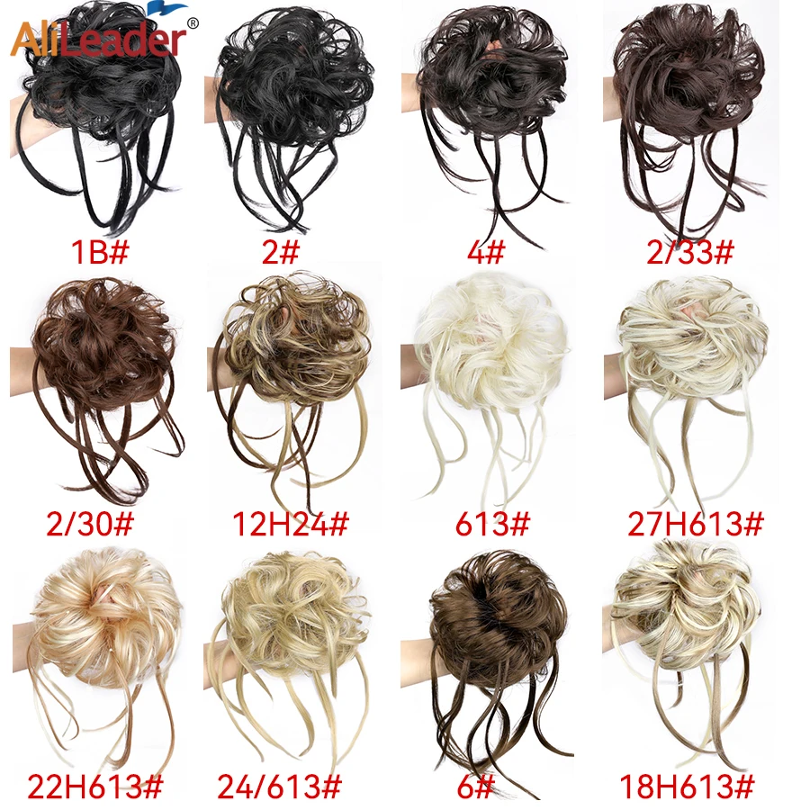 Synthetic Hair Bun Chignon Hair Bun Scrunchies For Women Elastic Tousled Updo Scrunchies With Braids Curly Hair Bun Hairpieces