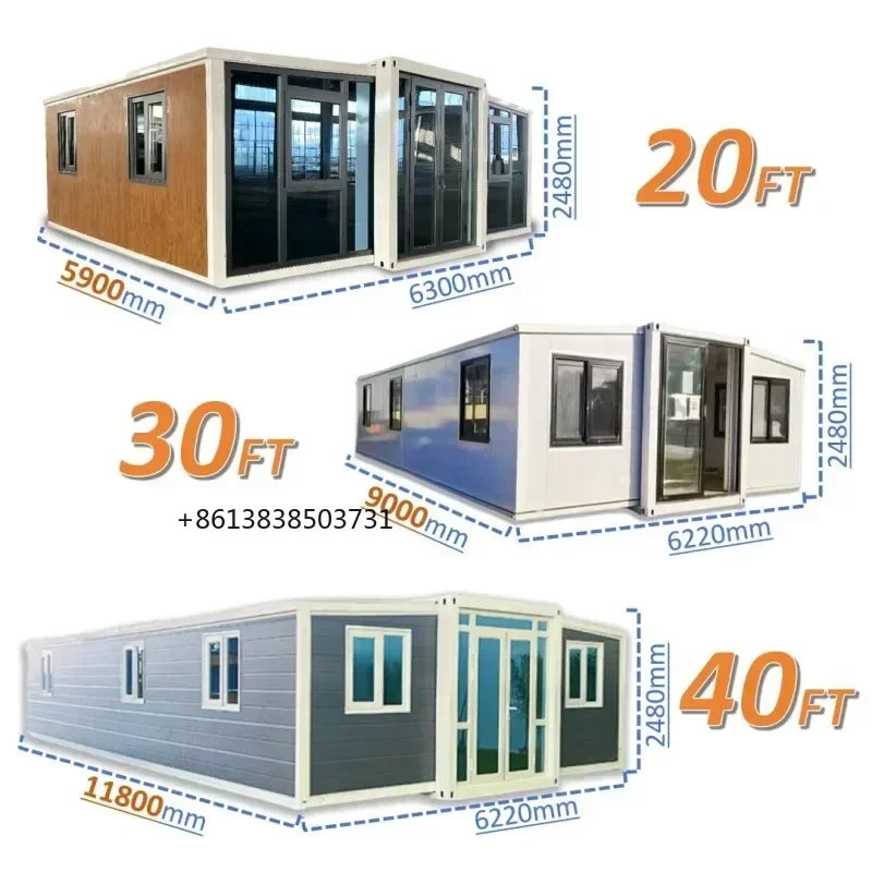 Customized Container House Waterproof Prefab Mobile Tiny House Modular 2 3 4 Bedrooms Home 20ft 40ft Expandable Container House
