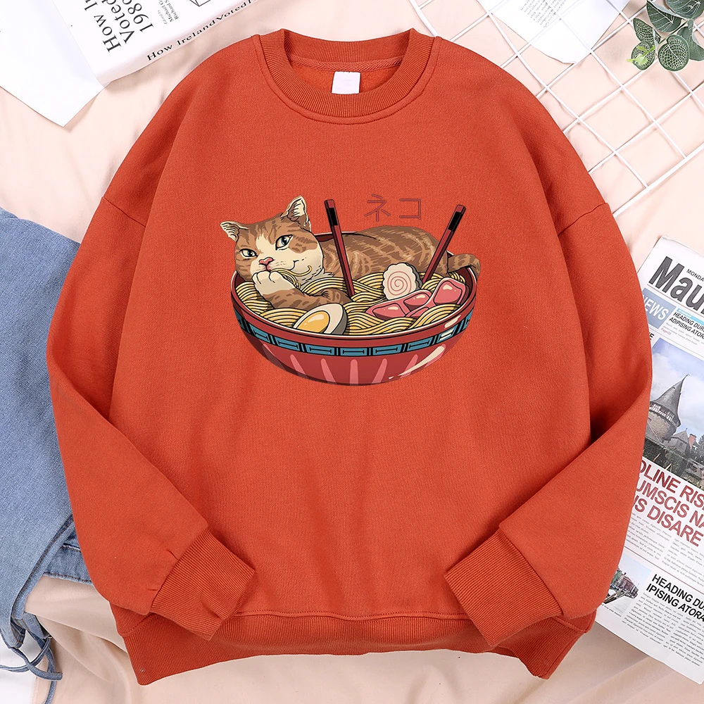 

Japanese Harajuku Cats Like Noodles Hoodie Men Women Sweatshirt Loose Warm Clothes Oversized Personality Autumn Hoody Couple