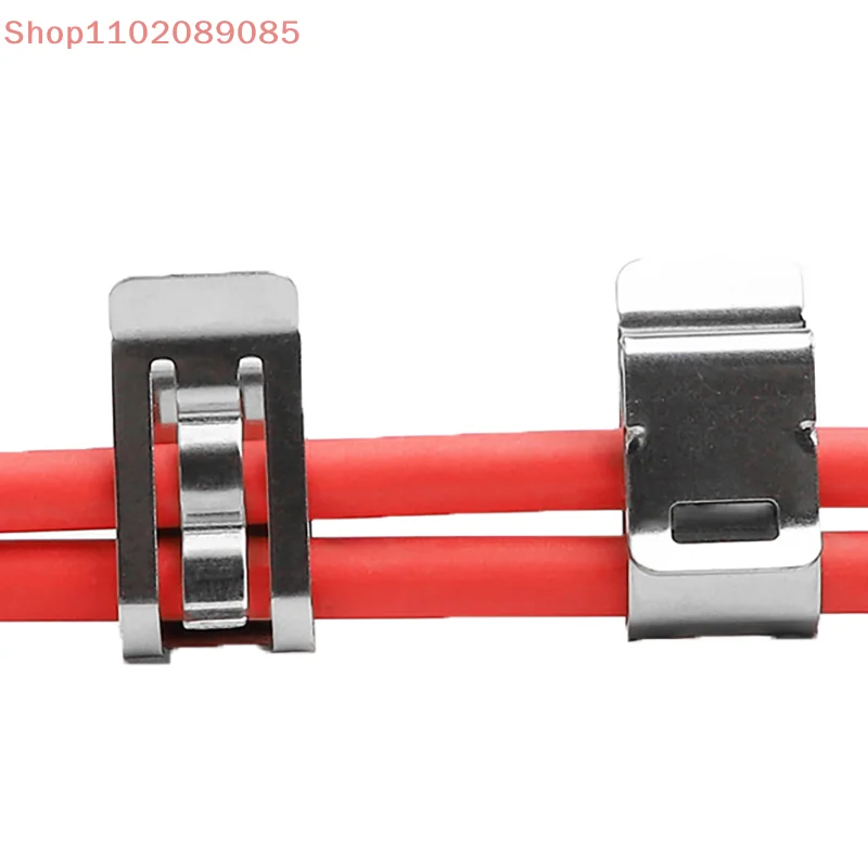 10-Unit Stainless Steel Solar Power Cable Clip Pack for 2 PV Wires