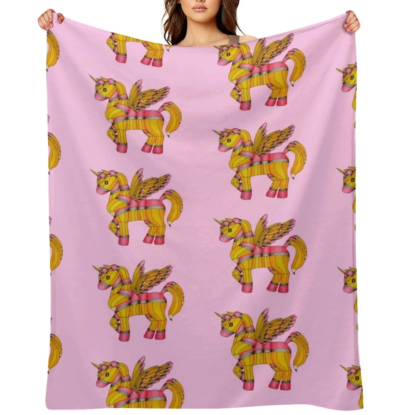 

Pencil Alicorn Throw Blanket Soft Plush Plaid heavy to sleep Thins Camping Blankets