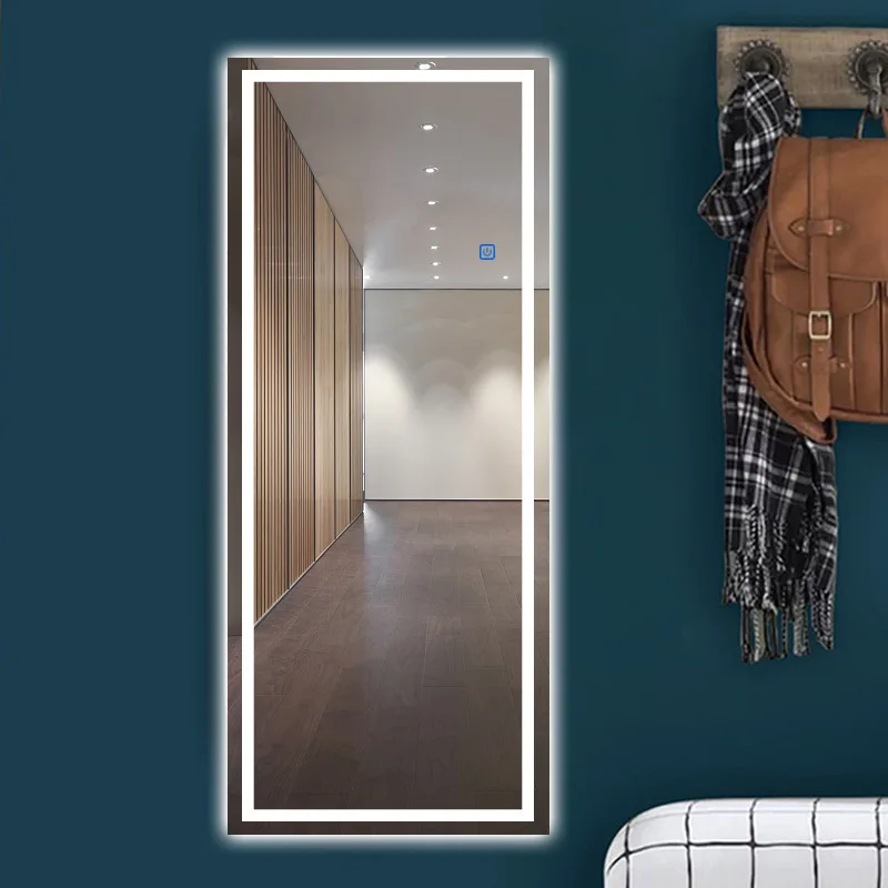 Espejo LED inteligente de longitud completa de 15,5x27,5 pulgadas, espejo de montaje de pared sin marco Simple, colgante de pared del dormitorio de cuerpo completo