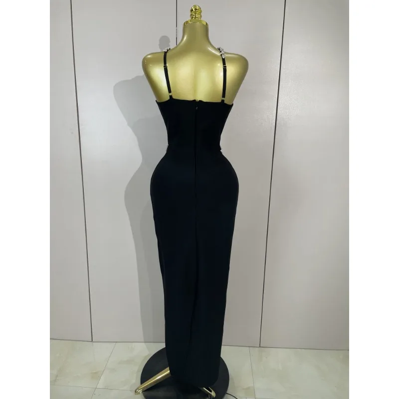 Sexy Backless Shiny Crystal Diamonds White Bodycon Bandage Dress Women Celebrity Elegant Evening Club Party Birthday Dresses - view 5