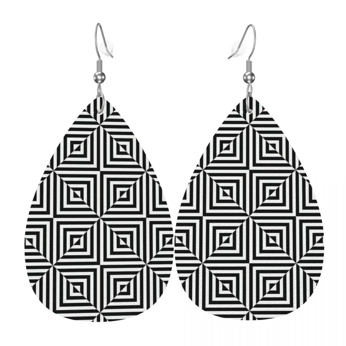 

Custom Drop Dangle Earrings Abstract Art Geometric Tribal Leather Teardrop Earrings PVC Leather for Gifts Dainty Jewelry