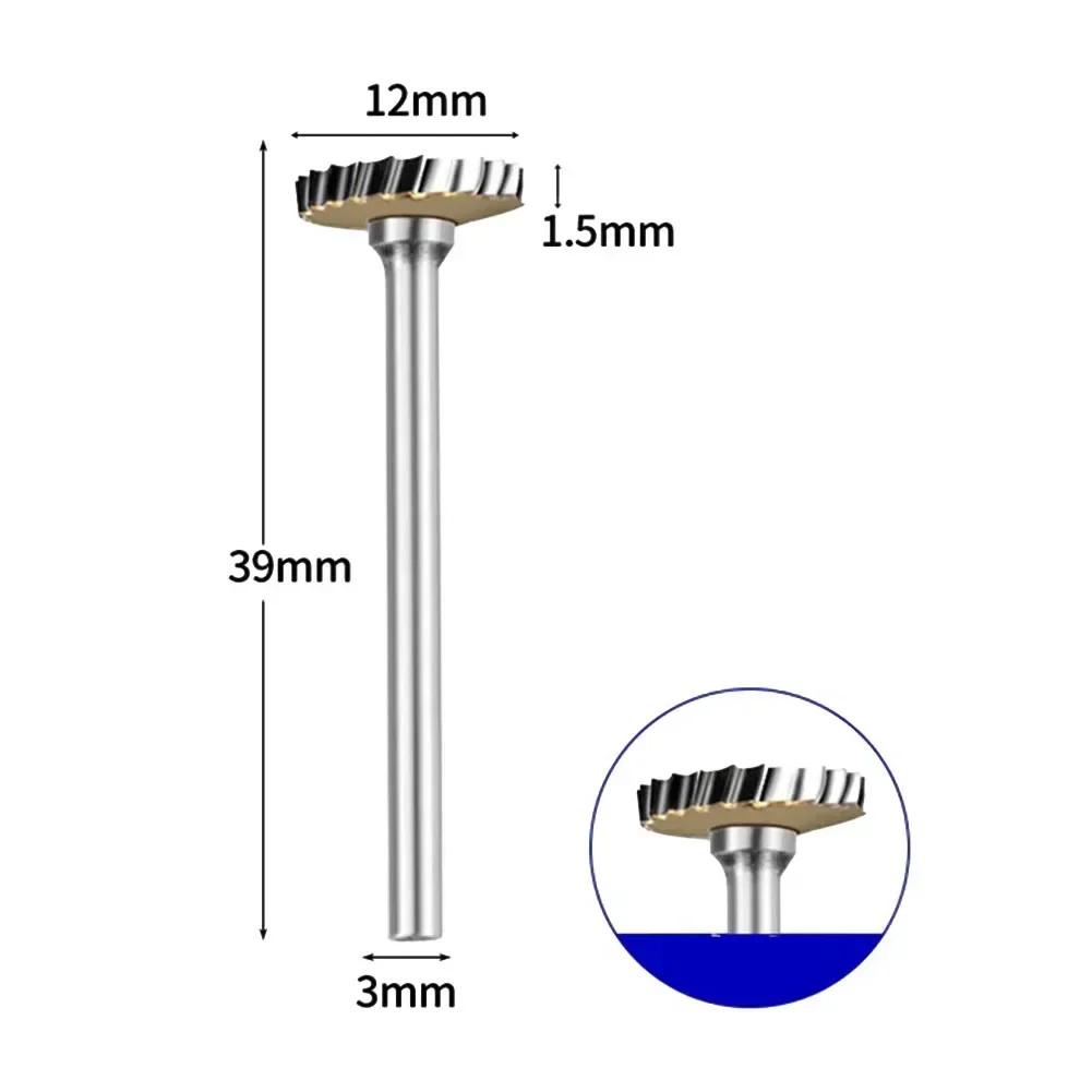 T 타입 로터리 파일 금속 커터 비트, 돌 조각, 12mm 헤드 직경, 3mm 생크 직경, 우수한 칩 제거