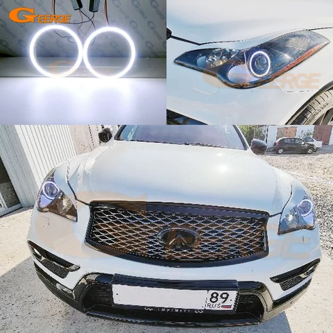 Для INFINITI EX EX25 EX35 EX37 QX50 J50 2008 - 2013 2014 2015 2016 2017: Комплект сверхъярких светодиодных колец COB Angel Eyes (дневные ходовые огни)