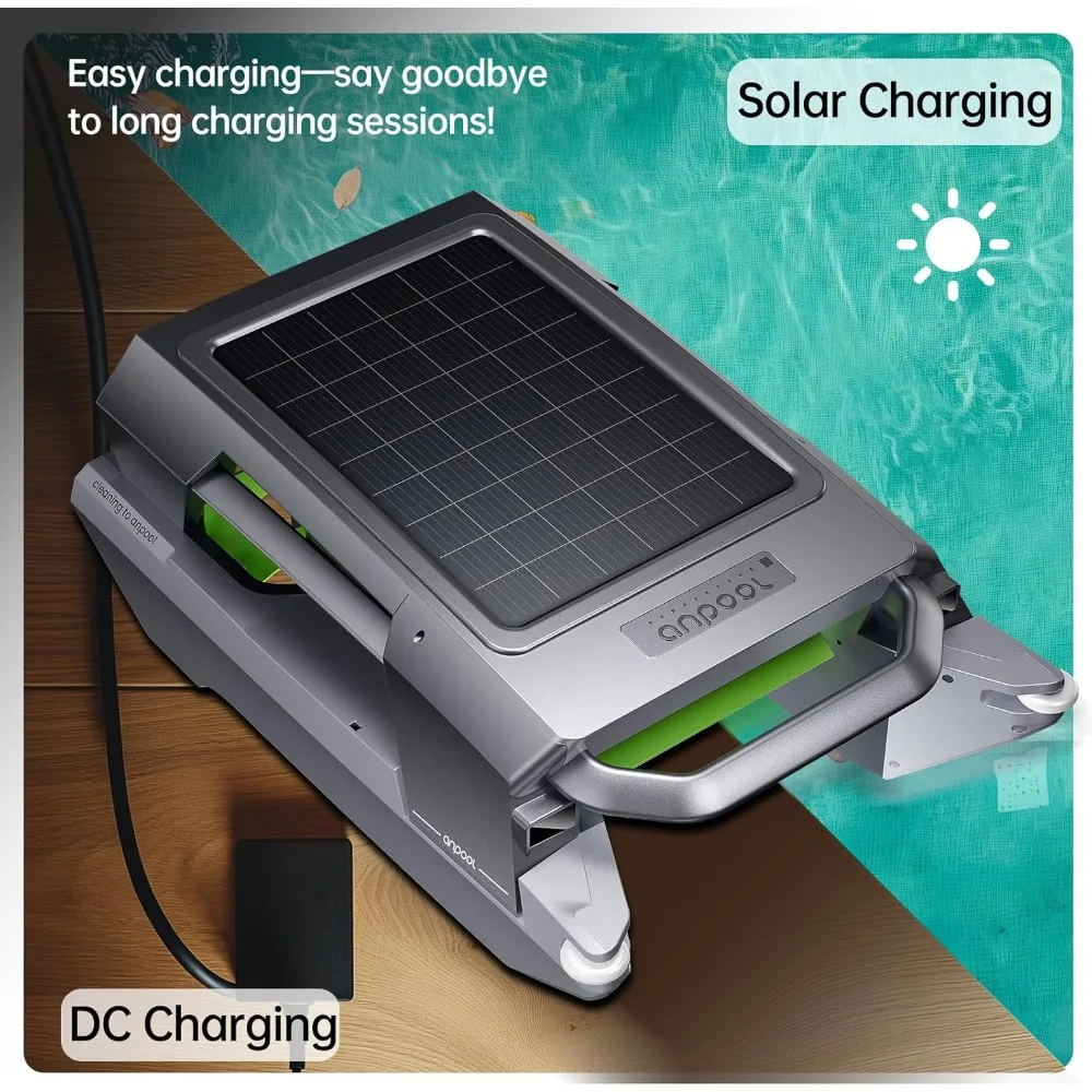 P1 Robotic Pool Skimmer with Dual Charging Options – Solar-Powered, Automatic Decoupling, and Efficient Pool Surface Cleaning