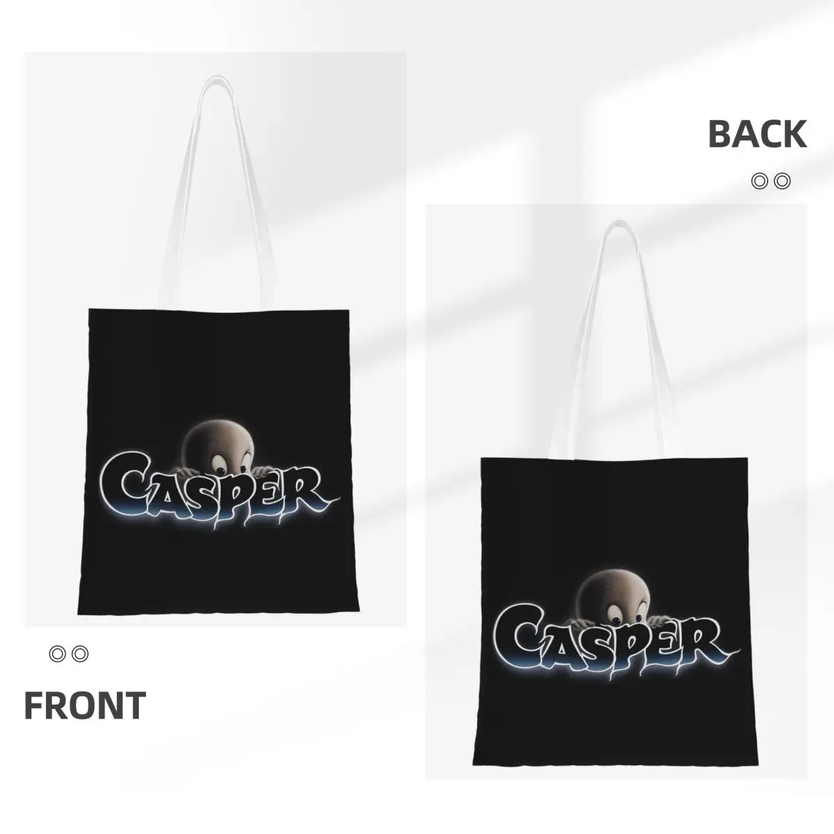 The Friendly Ghost Casper (26) Shopping Bags Women Canvas The Tote Bag Folding Women Shoulder Tote Travel Handbag