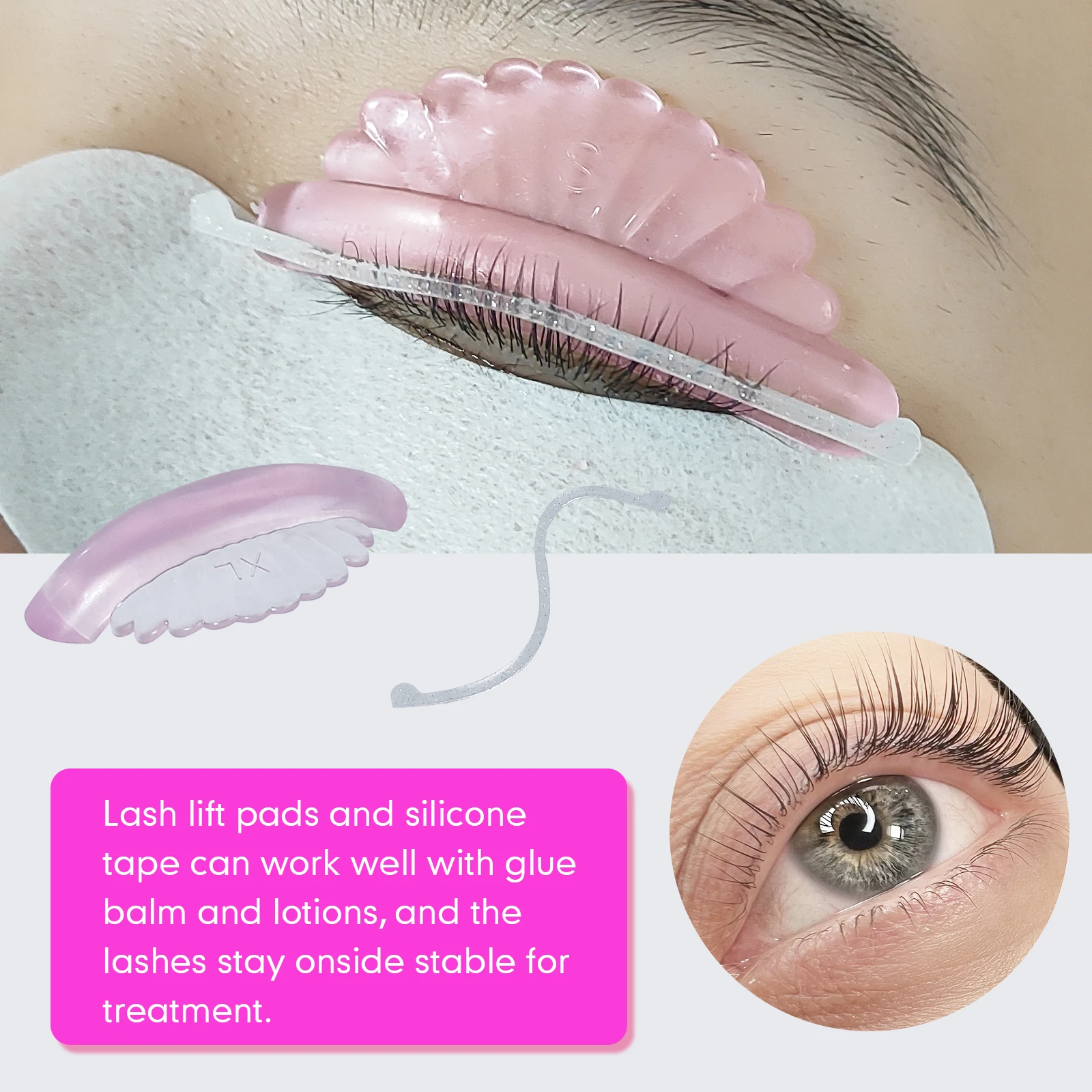 3Pairs/Bag Silicone Tape Reusable Eyelash Perm Lash Lift Ribbon String Roller Eyelash Lamination Rollers Compensator Makeup Tool