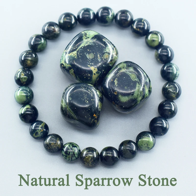 Original Natural Sparrow Stone Bracelet Man Round Beads Jewelry for Women Real Agates Quartz Bead Elastic Rope Handmade Bracelet