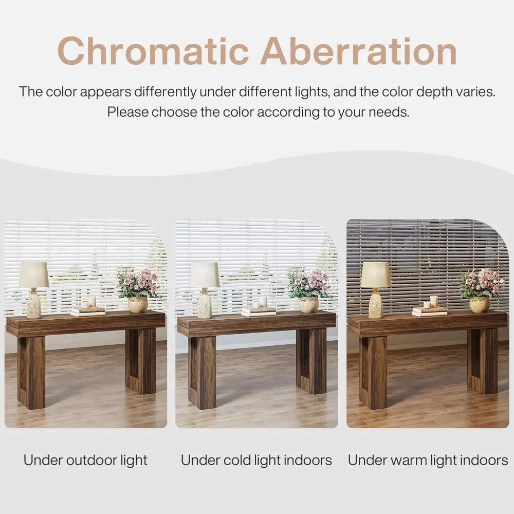 Farmhouse Style Narrow Console Table 63 Long for Sofa Back, Rectangular Wooden Entryway Table for Entrance Area