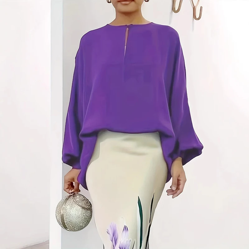 

Elegant Printed Commuting Outfits Ladies O Neck Long Sleeved with Long Skirt Party 2pc Set Spring Autumn Slim Fit Wrap Hip Suit