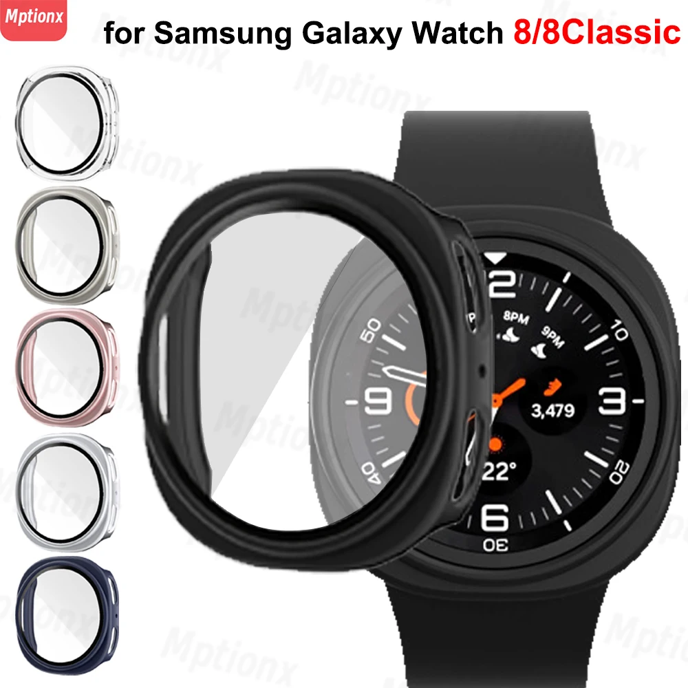 Gehärtetes Glas + Hülle für Samsung Galaxy Watch 8 44 mm 40 mm, Voll-PC-Stoßstangenabdeckung, Displayschutzfolie Galaxy Watch 8Classic-Zubehör