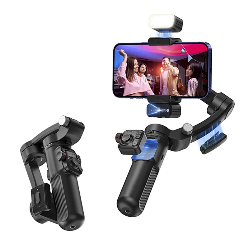 

Orthogonal Three-Axis Gimbal Stabilizer Handheld Anti-Shake AI Intelligent Face Tracking With Clip-On Microphone M03