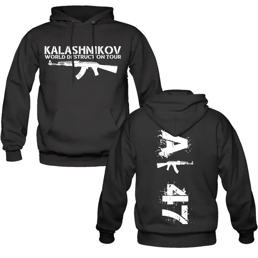 Russia AK-47 Weapons Military Revolution Molotov Kalashnikov Men Hoodie Casual Cotton Autumn and Winter Sweatshirts