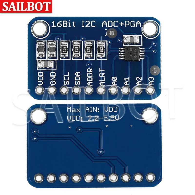 ADS1115 ADC Analog-to-Digital Converter Module with Programmable Gain Amplifier 16 Bit I2C 2.0V To 5.5V image 6