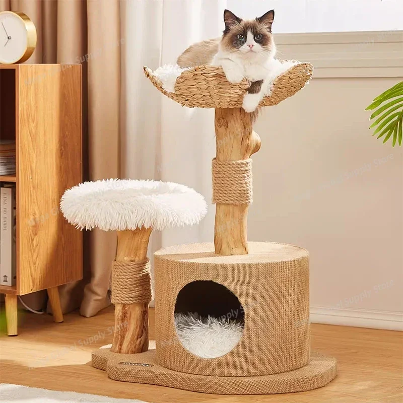 

Solid Wood Cattail Cat Climbing Wall Modern Originality Sisal Rope Houses Cat Scratching Post Pet Products Drapak Dla Kotow