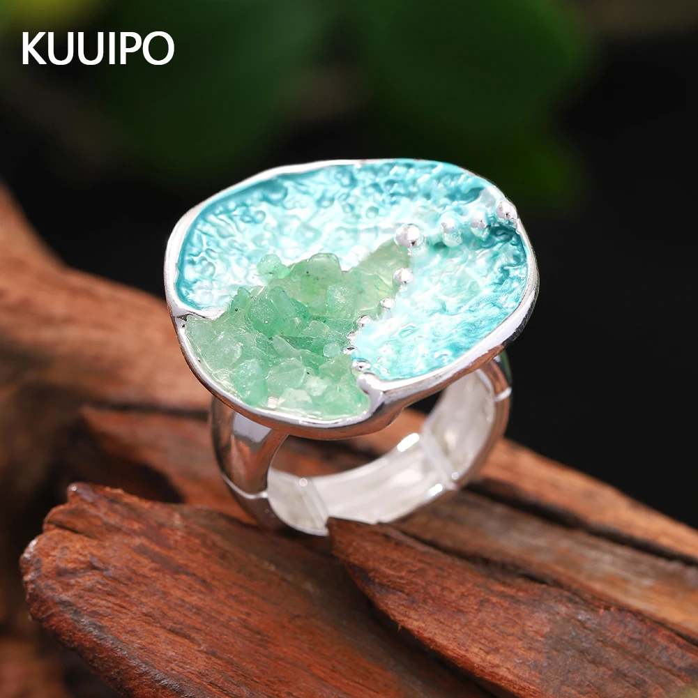 Mode Stein Tropf Öl geometrische Ringe für Frauen Accessoires trend ige verstellbare breite silberne Farbe Ring Party Abschluss ball Schmuck Geschenk