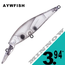 AYWFISH 10PCS Medium Diver Bill Minnow Blank 3.94IN 7.8G ABS Plastic Transparent Body Unpainted Artificial Minnow Bait