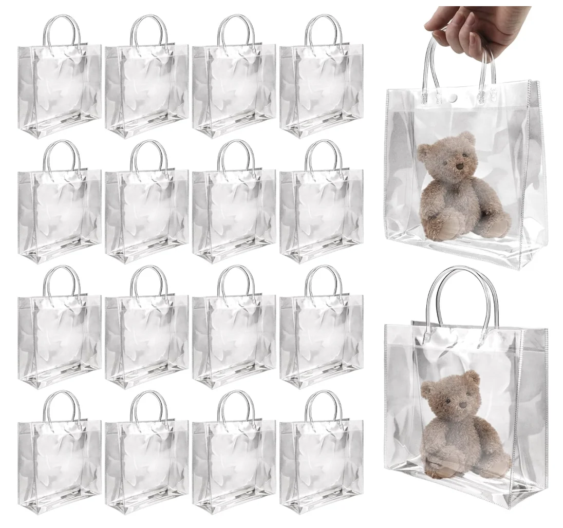 

20 шт. прозрачные пластиковые подарочные пакеты с ручкой, пластиковые подарочные пакеты, прозрачные пакеты Goodie, подарочный пакет с ручкой для Дня матери, Boutiqu