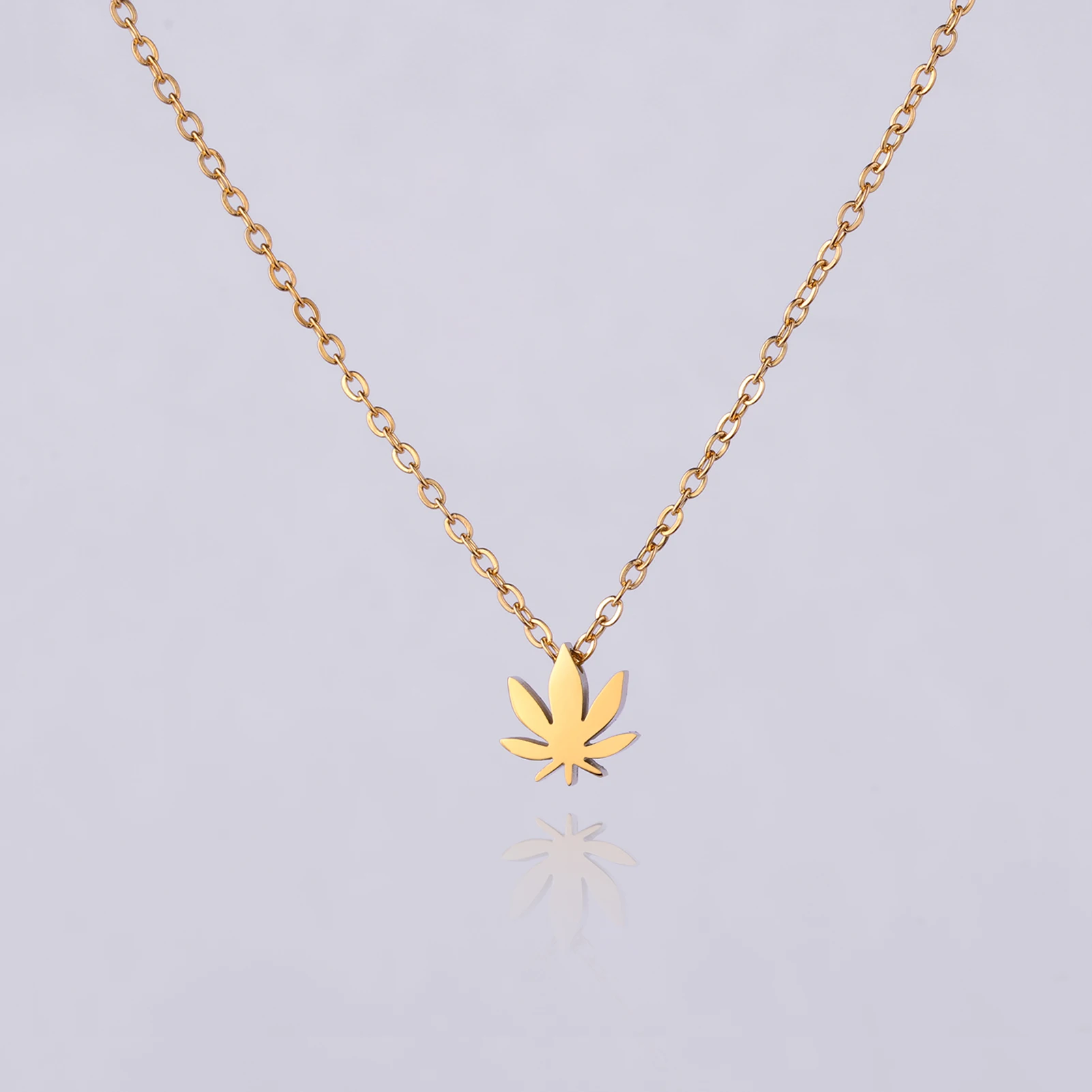 Kkjoy Edelstahl Pflanze Vierblättriges Kleeblatt Anhänger Halskette Mode Elegante Feminine Kurze Schlüsselbein Kette Halskette Schmuck – Detail 19