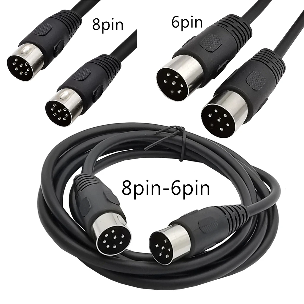 MIDI 8Pin DIN Male to DIN 6Pin Male Audio Data Signal Adapter Connector Cable 3 5m Extension Cable Cord Nickel-plated Connectors