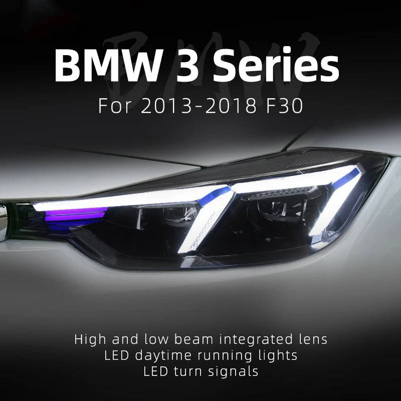 ไฟหน้ารถ LED สําหรับ BMW 3 Series 2012-2018 F30 320i 325i 328i 330i 335i หัวโคมไฟ LED DRL ชุดไฟหน้ารถอุปกรณ์เสริม