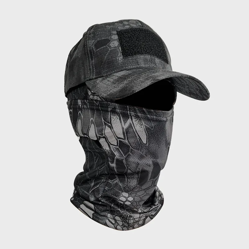 Tactical Airsoft Full Face Mask Balaclava Hood Headwear Motorcycle Hunting CS with Adjustable Baseball Cap for Outdoor Sports