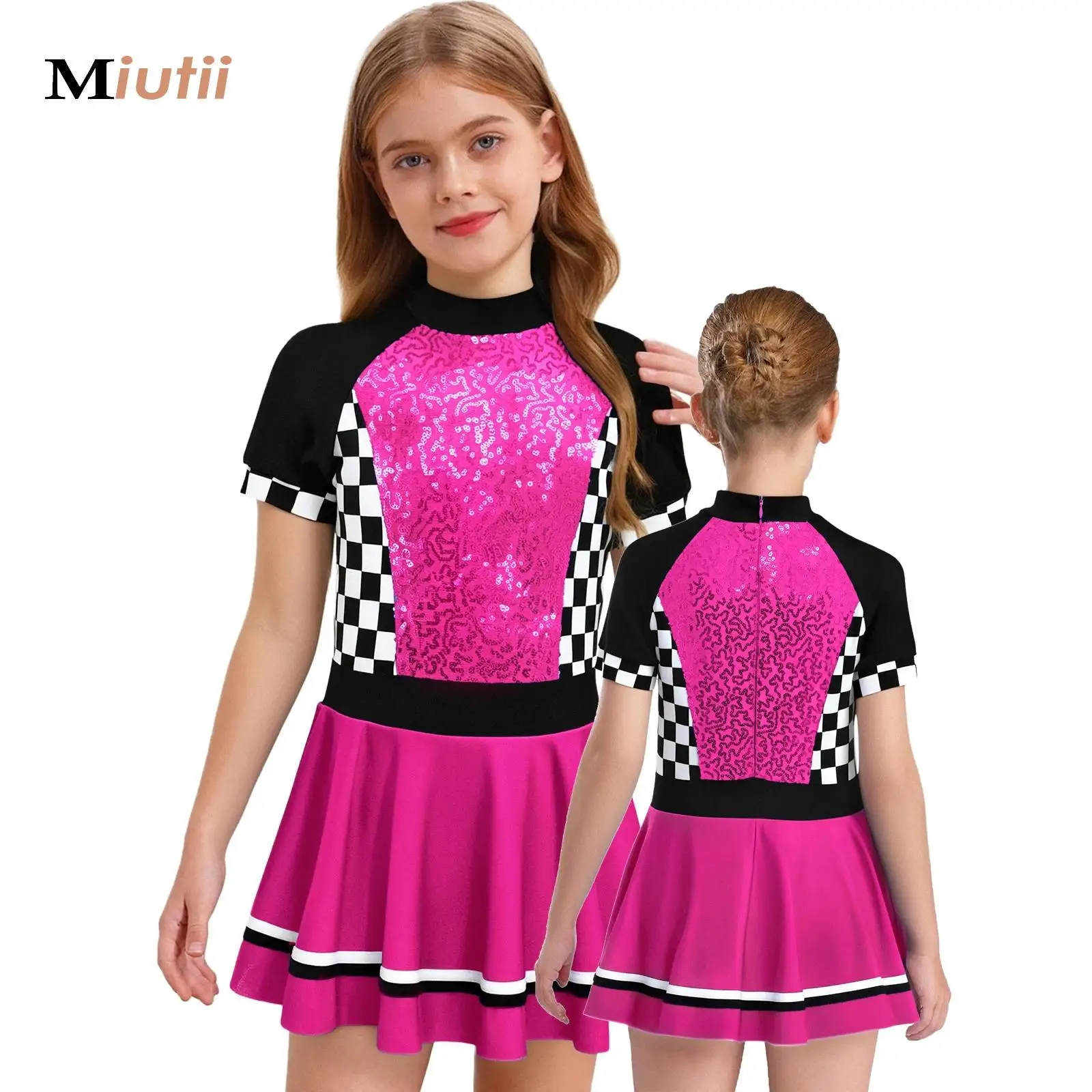 criancas-meninas-racer-motorista-de-corrida-vestido-piloto-cosplay-festa-traje-xadrez-manga-curta-ballet-jazz-danca-moderna-collant-tutu