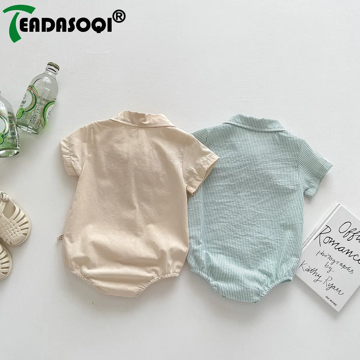 

100 Days Celebration! Gentleman Style for Infant Kids: Baby Bodysuits Bow Short Sleeve One-pieces - Perfect Newborn Photo Shoots